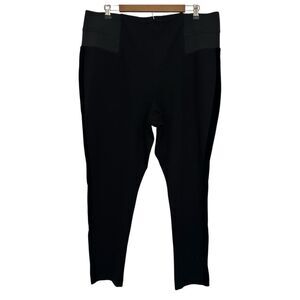 Eloquii Black Pull On Pants Side Elastic size 20 Cropped Leggings side velvet